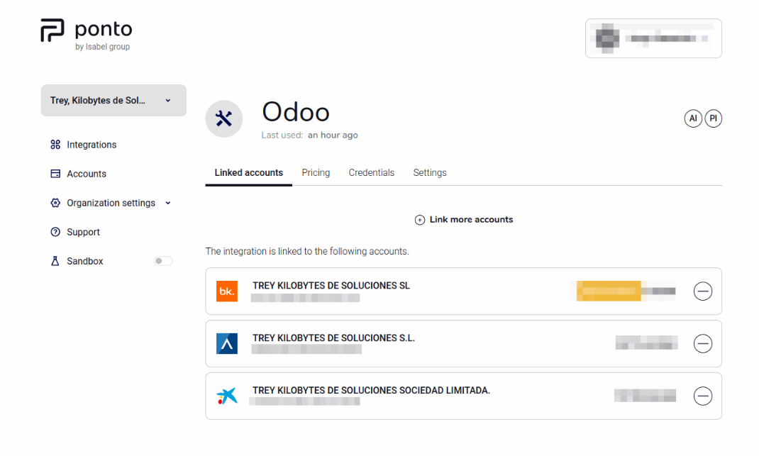 MyPonto Linked Accounts